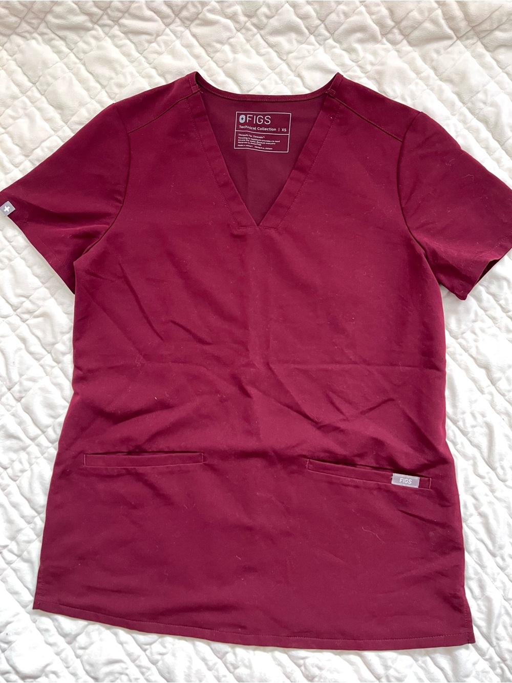 FIGS Burgundy Women’s V-Neck Scrub Top